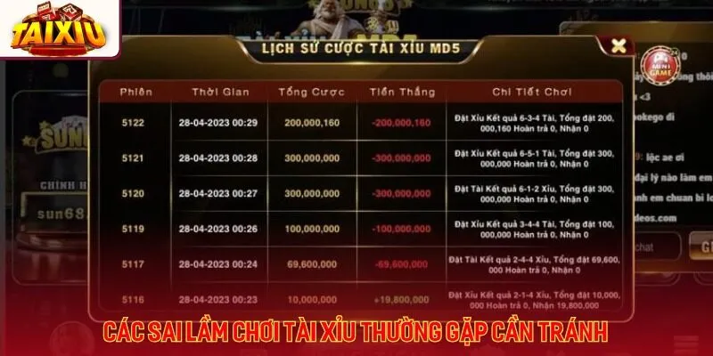 Các sai lầm chơi tài xỉu thường gặp cần tránh